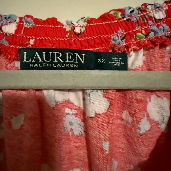 Ralph Lauren Red and Blue Bell Sleeve Blouse - Picture 2 of 5